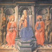 Fra Filippo Lippi Madonna and Child Enthroned with Sts Francis,Damian,Cosmas and Anthony of Padua oil painting reproduction